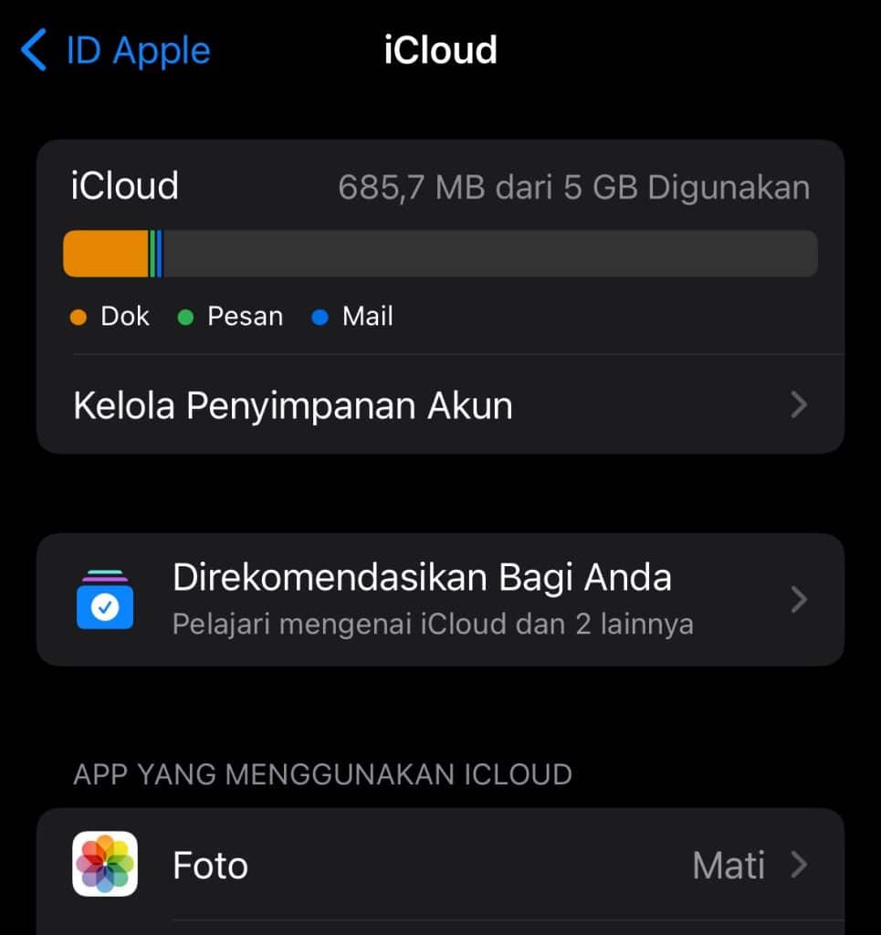 Cara kelima mematikan pencadangan foto otomatis pada Icloud