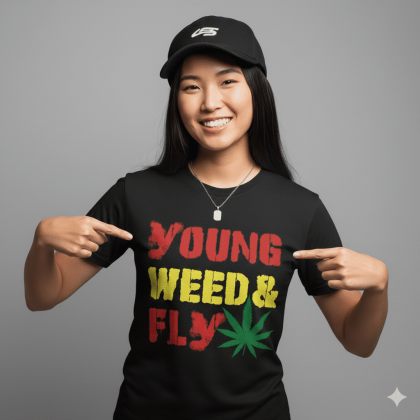 Perempuan asia sedang mengenakan kaos keren